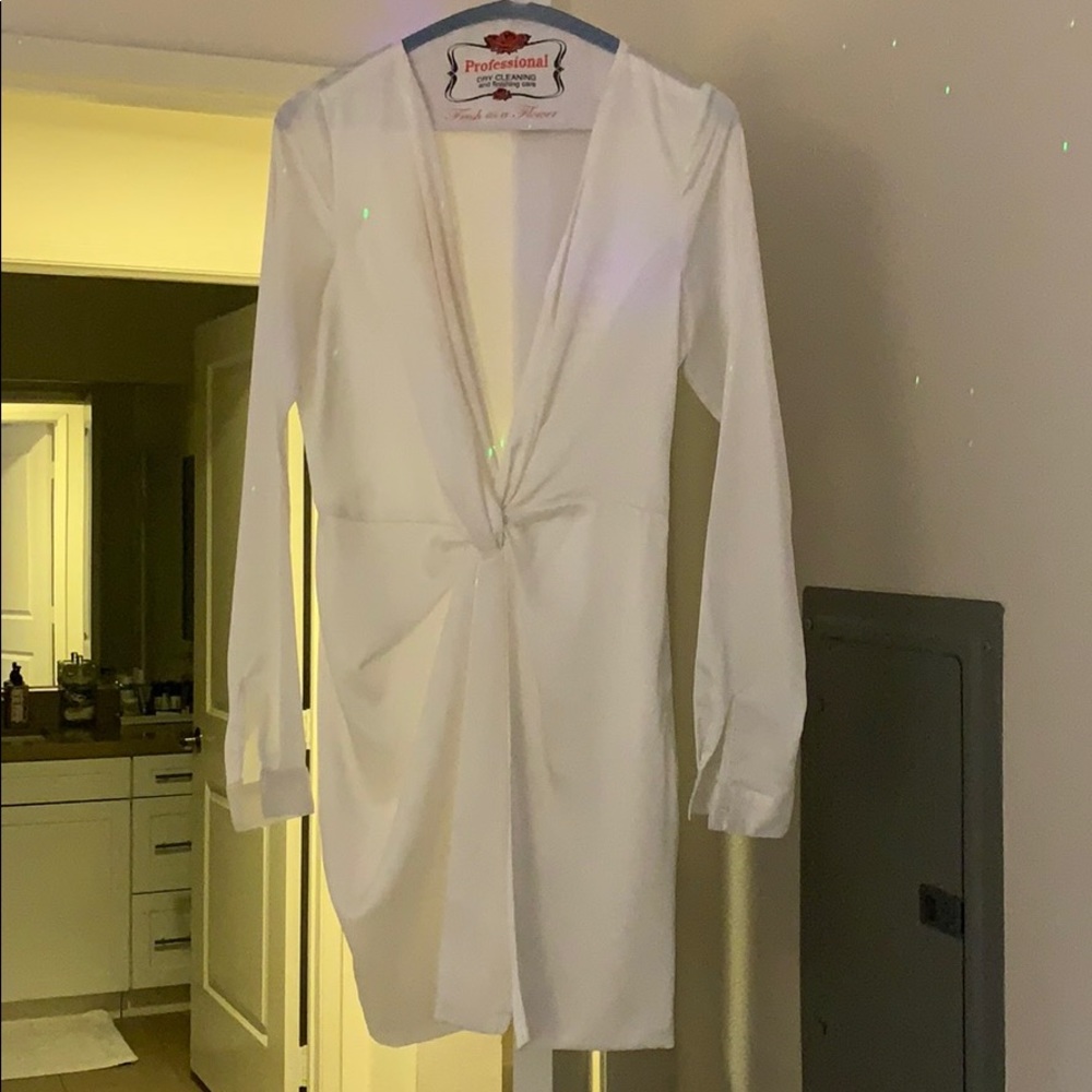 White tie front low cut dress